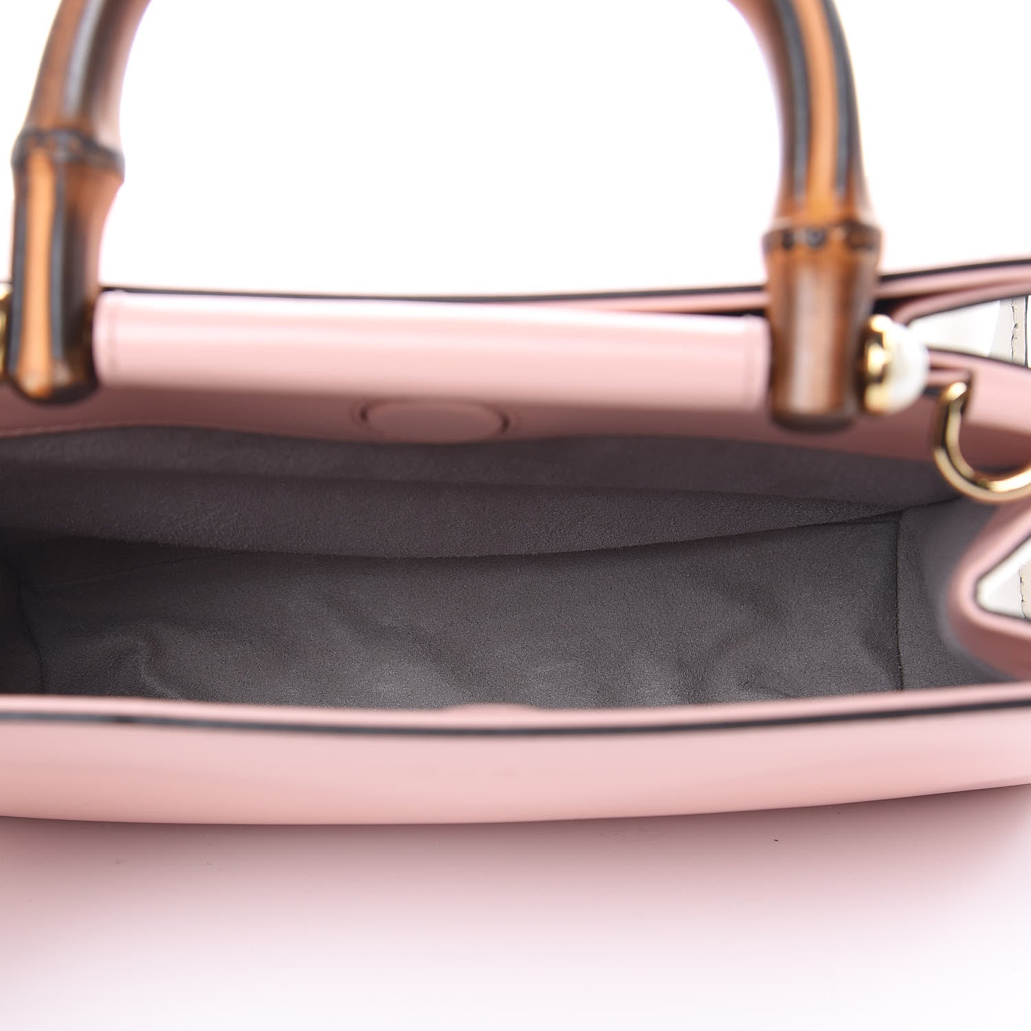 Gucci Nappa Bamboo Web Mini Nymphaea Top Handle Bag Perfect Pink Mystic White 5 of 12