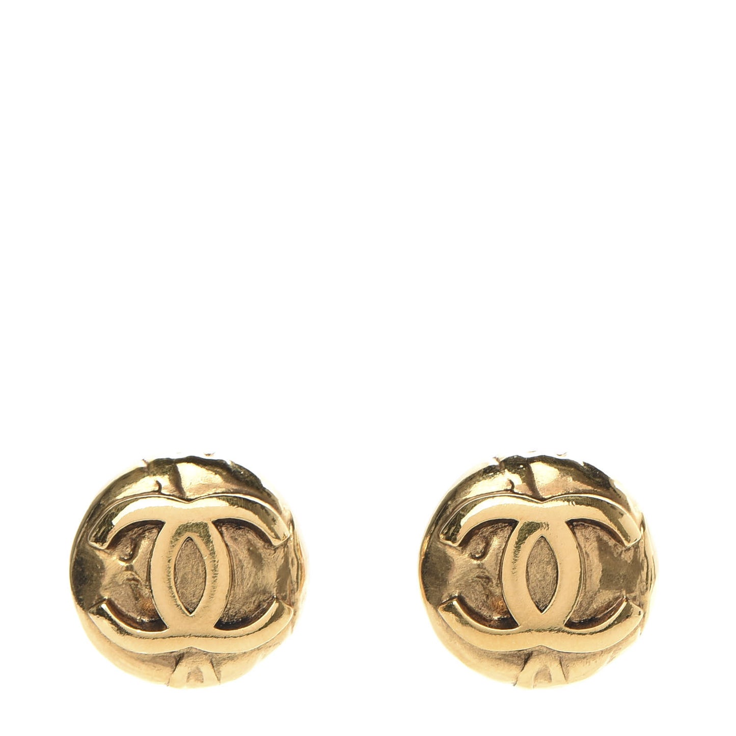 CC Button Clip On Earrings Gold