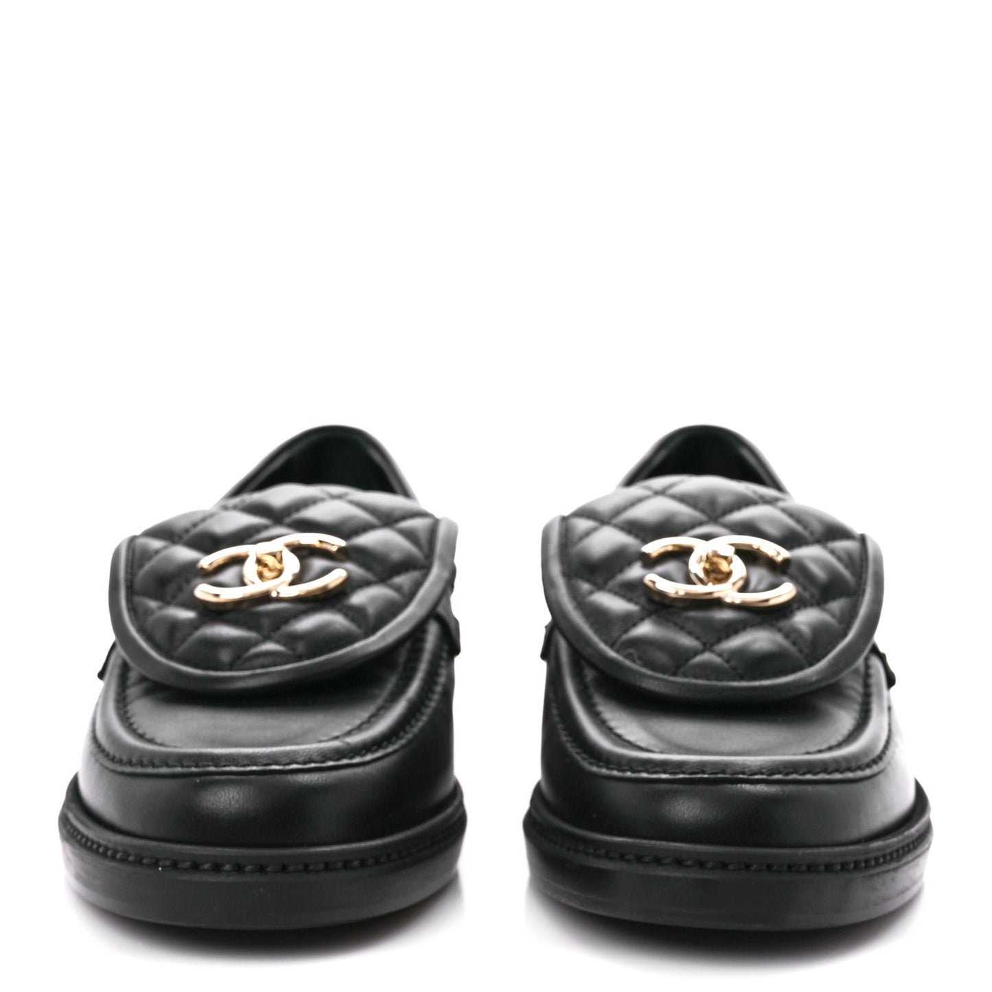 Lambskin Quilted CC Turnlock Loafers 37.5 Black