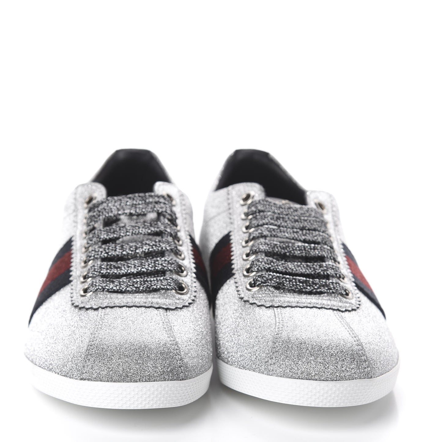 Glitter Fabric Studded Web Womens Sneakers 36.5 Silver