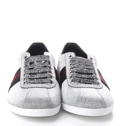 Gucci Glitter Fabric Studded Web Womens Sneakers 36.5 Silver 2 of 8