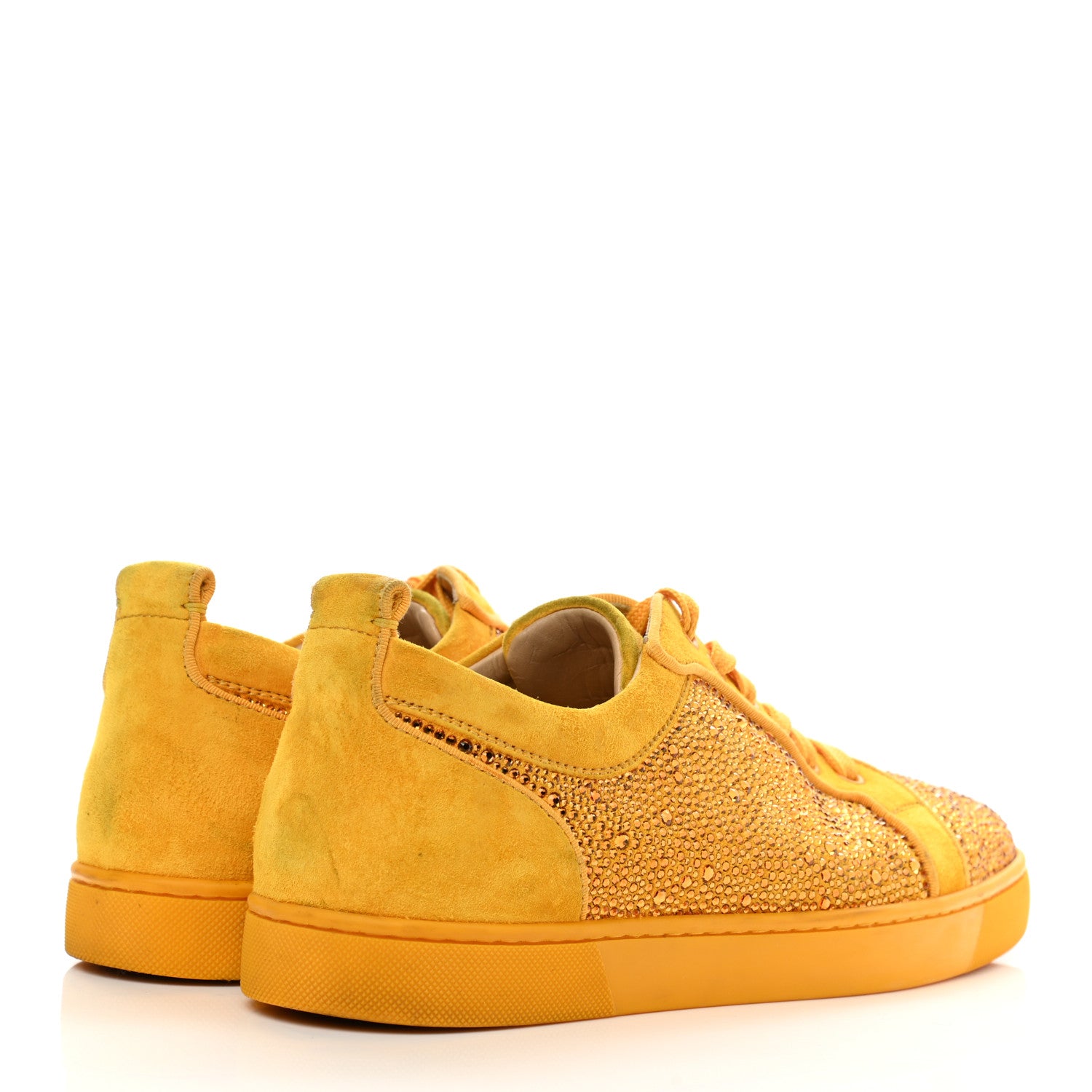 Christian Louboutin Calfskin Veau Velours Strass Louis Junior Flat Sneakers 41 Topaz 4 of 26