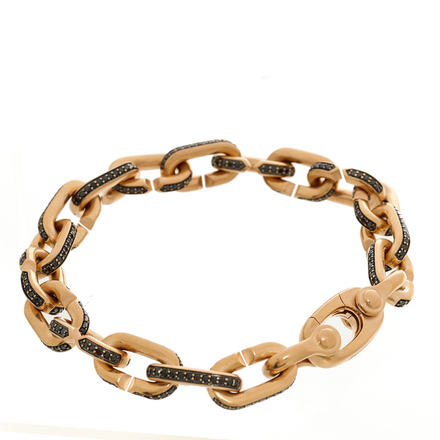 David Yurman 18K Rose Gold Black Diamond Streamline Link Bracelet 2 of 4