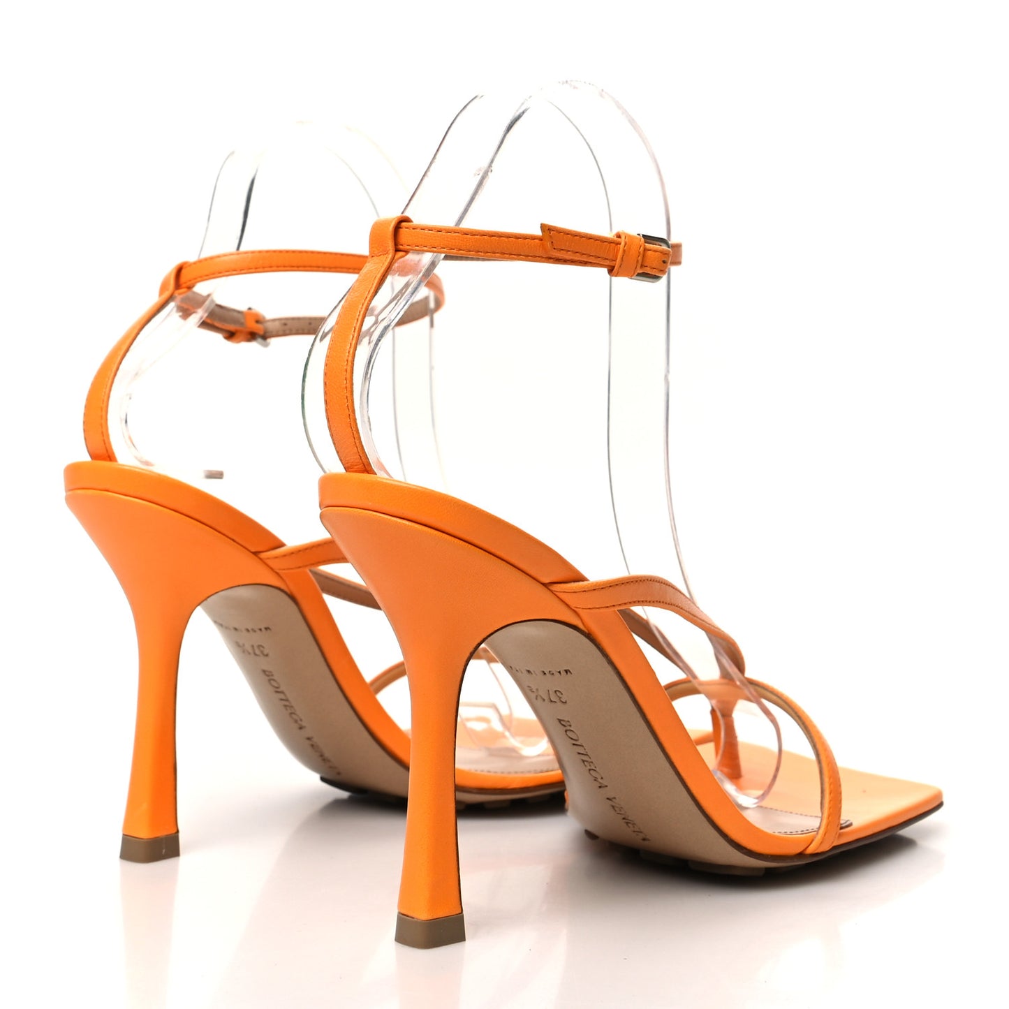 Lambskin Stretch Multi Strap 90mm Sandals 37.5 Tangerine