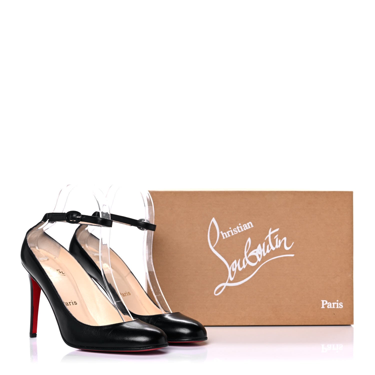 Christian Louboutin Shiny Nappa Chironde Ankle Strap Pumps 38 Black 9 of 9