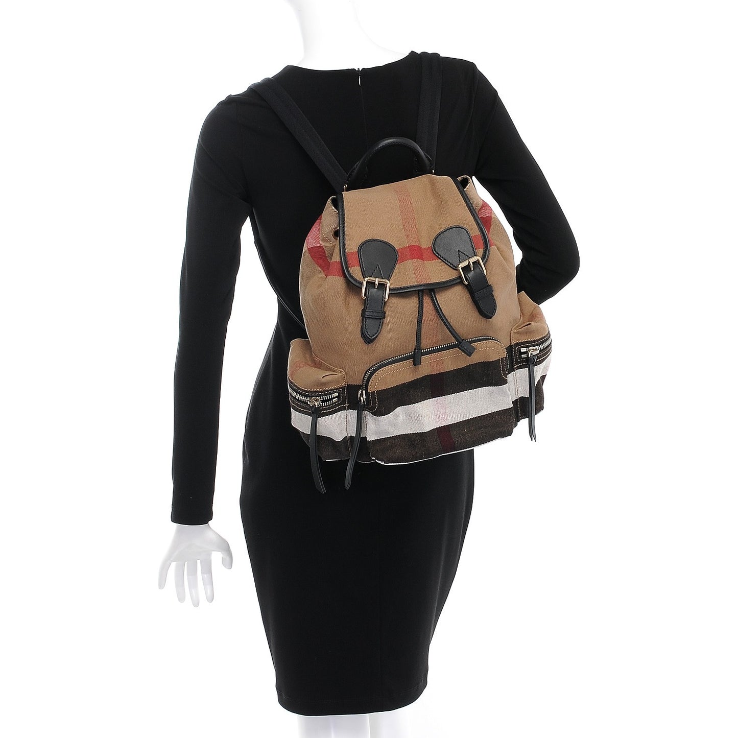 Canvas Mega Check Medium Rucksack Backpack Black