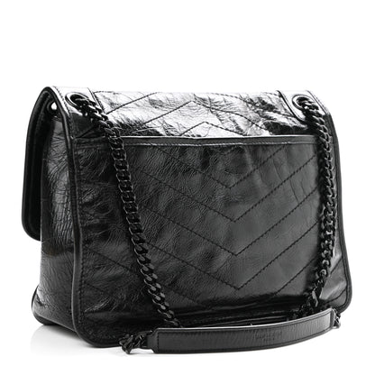 Saint Laurent Crinkled Calfskin Matelasse Monogram Medium Niki Chain Satchel Black 3 of 10