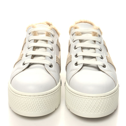 Hermes Calfskin Woolskin Dare Sneakers 35 White Ecru 2 of 7