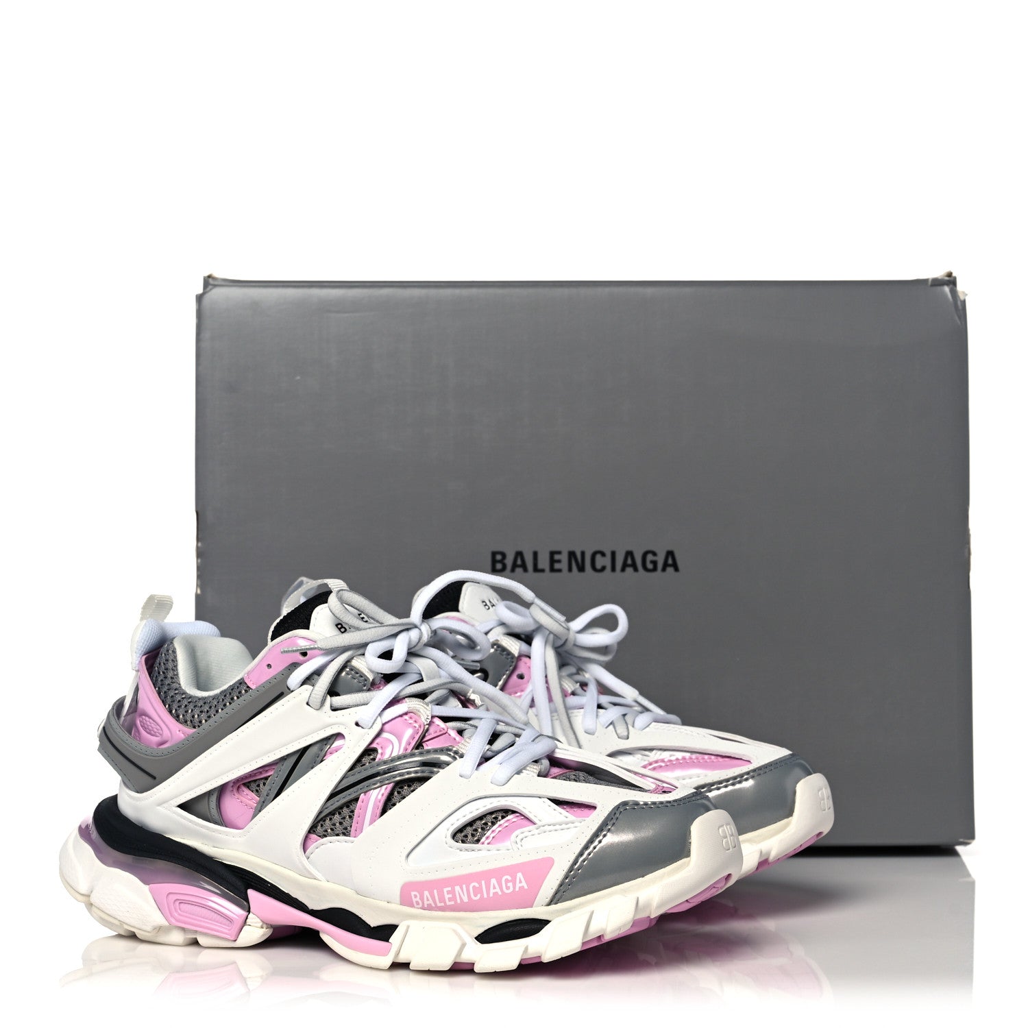 Balenciaga Mesh Rubber Bi-Color Womens Track Sneakers 38 White Pink Grey 8 of 8