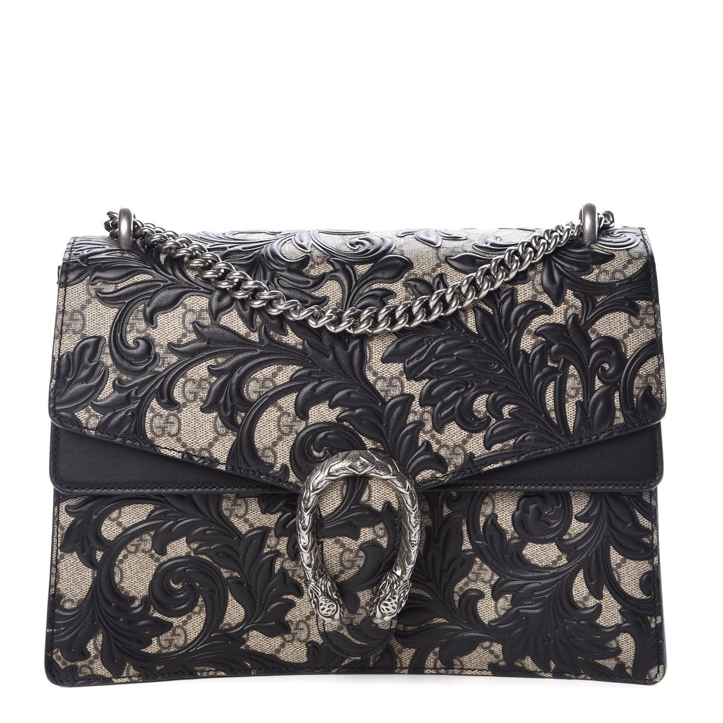 GG Supreme Monogram Arabesque Medium Dionysus Shoulder Bag Black