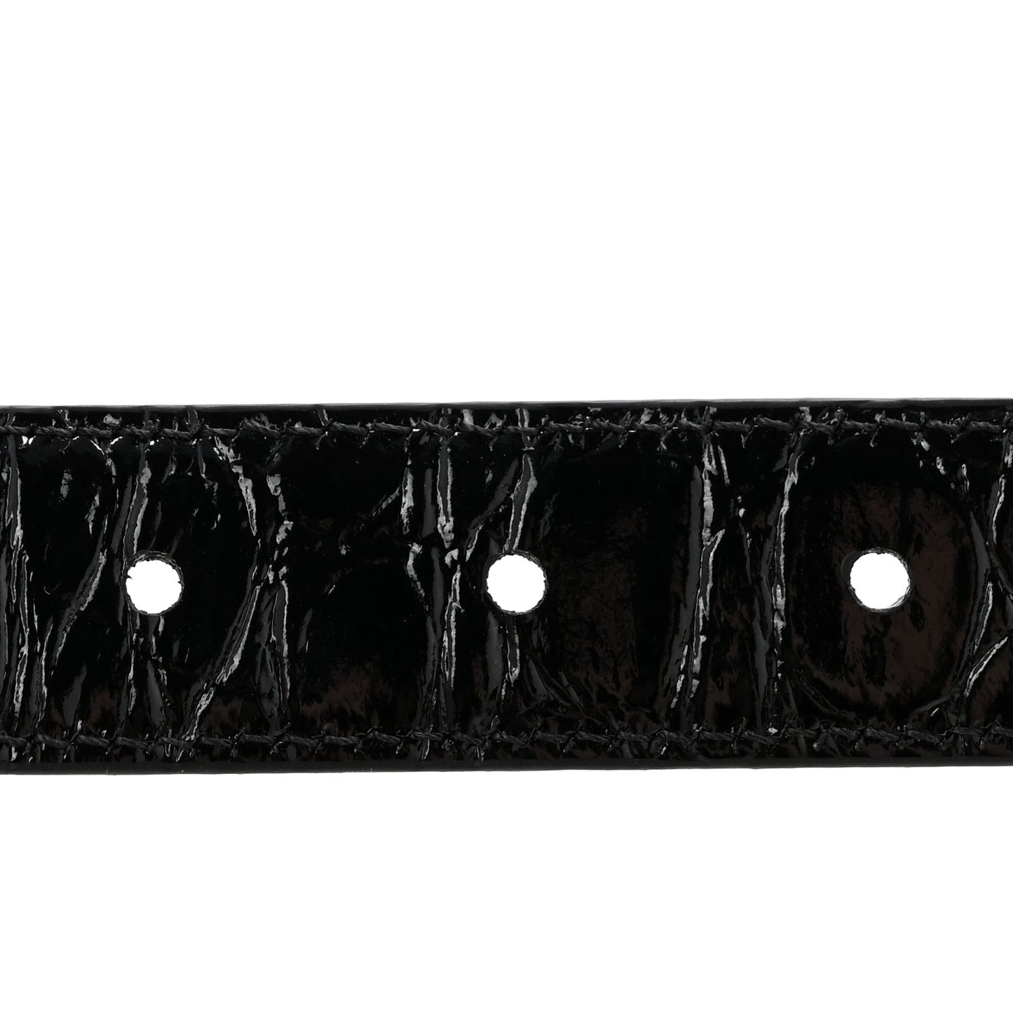 Snakeskin Crocodile Embossed Calfskin Reversible Medium 25mm Triomphe Belt 80 32 Black