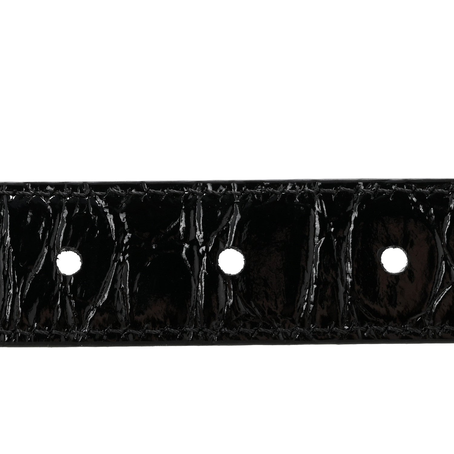 Celine Snakeskin Crocodile Embossed Calfskin Reversible Medium 25mm Triomphe Belt 80 32 Black 4 of 6