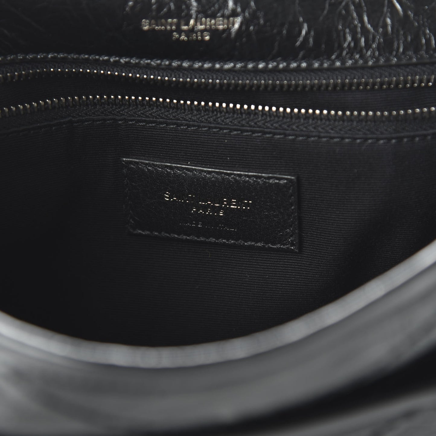 Crinkled Calfskin Matelasse Monogram Medium Niki Chain Satchel Black