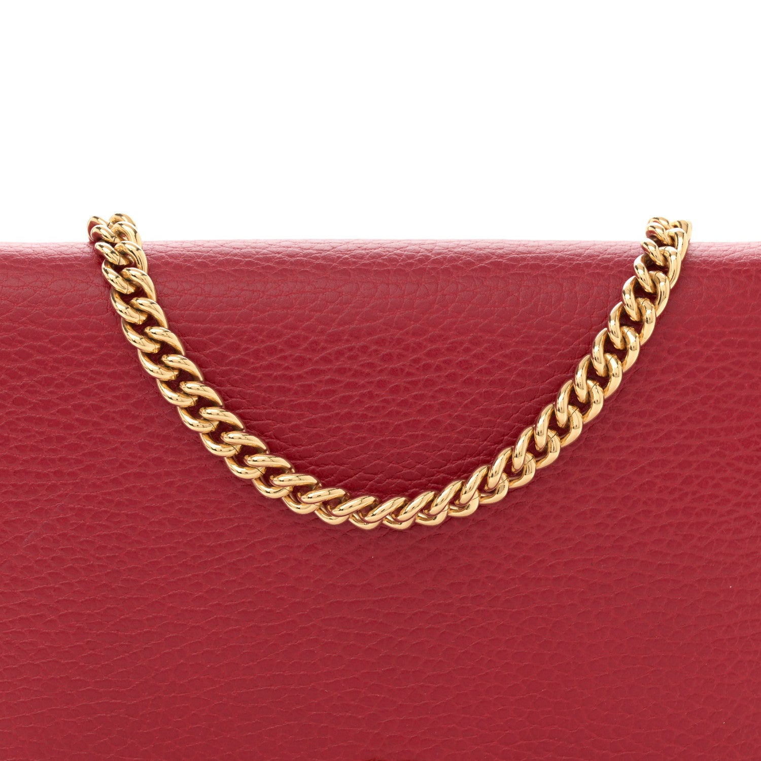 Gucci Dollar Calfskin Mini GG Marmont Chain Wallet Hibiscus Red 7 of 10