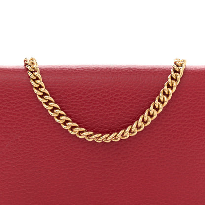 Gucci Dollar Calfskin Mini GG Marmont Chain Wallet Hibiscus Red 7 of 10