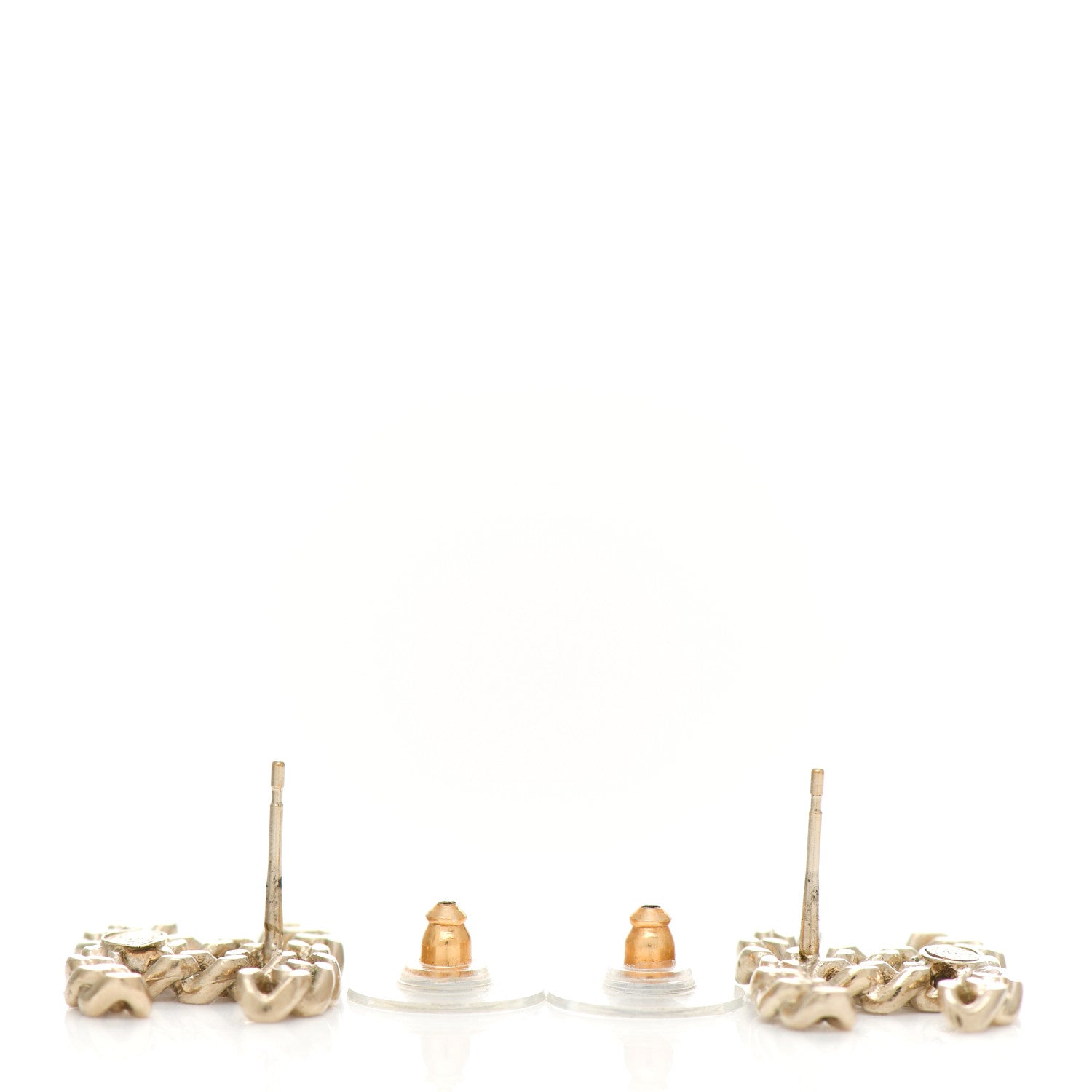 Chanel Metal Chain Link CC Earrings Gold 3 of 4