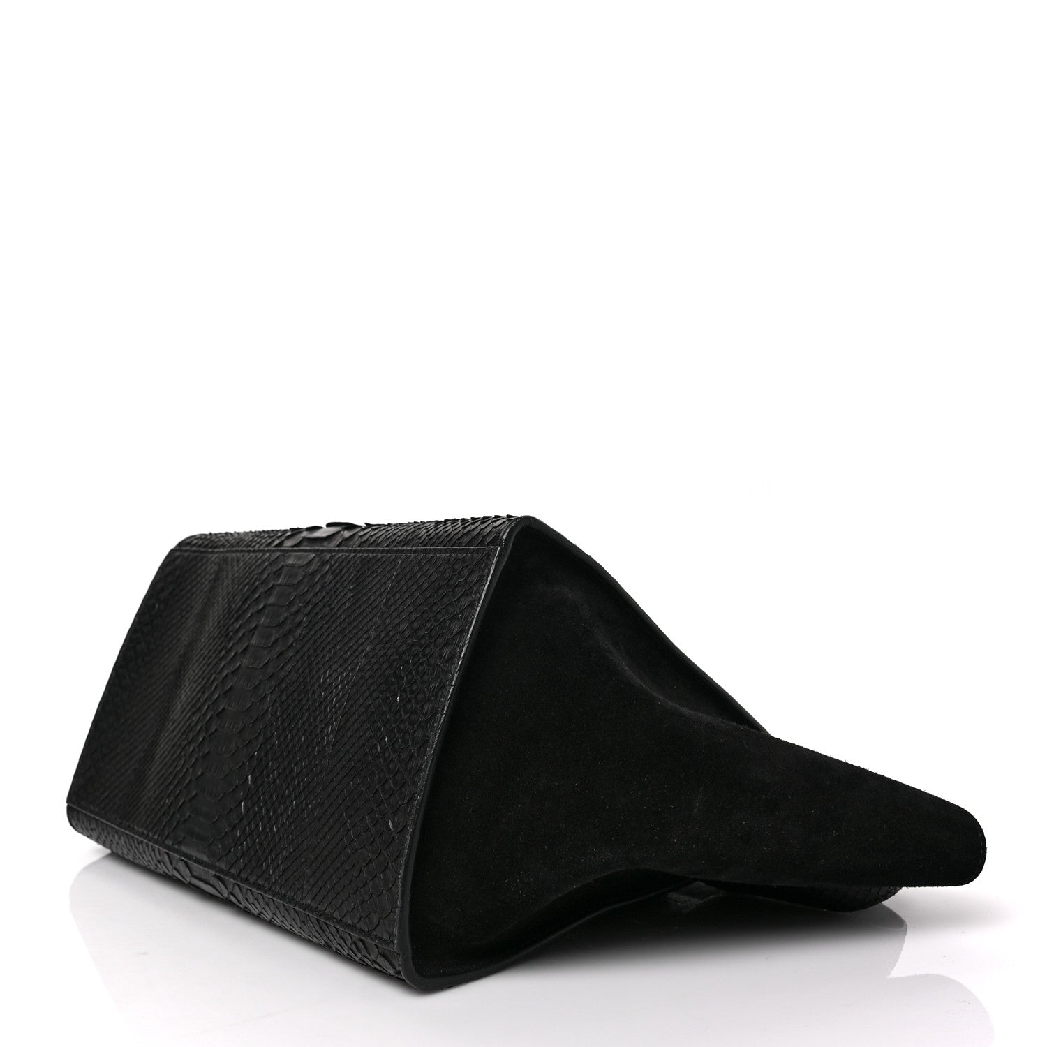 Celine Snakeskin Suede Small Trapeze Black 8 of 8
