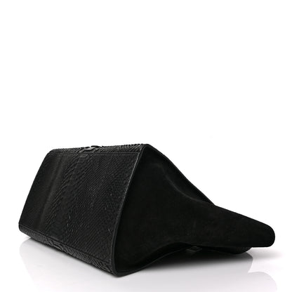 Celine Snakeskin Suede Small Trapeze Black 8 of 8