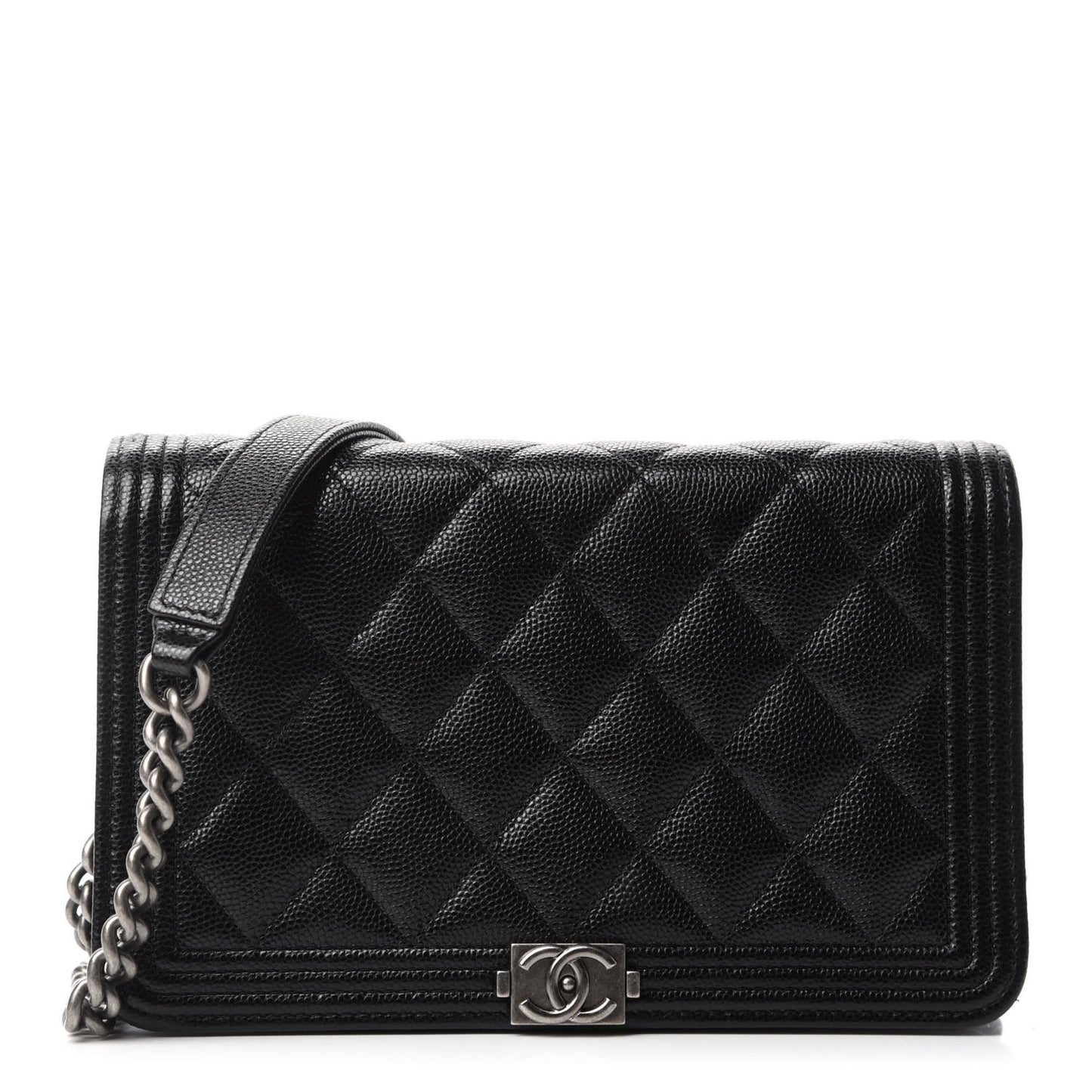 Caviar Quilted Boy Wallet On Chain WOC Black