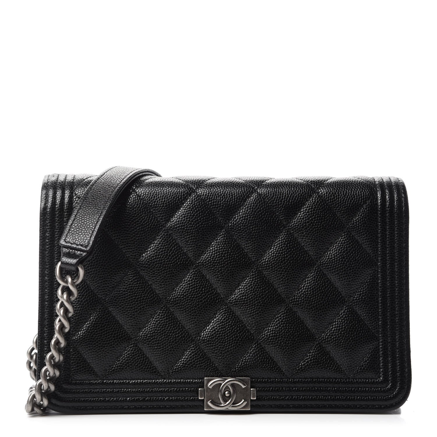 Chanel Caviar Quilted Boy Wallet On Chain WOC Black 1 of 13