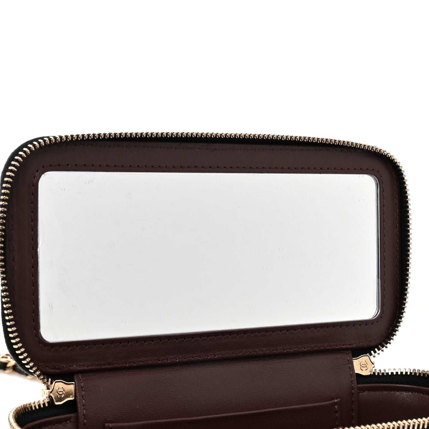 Caviar Quilted Small Vanity Case With Chain Black