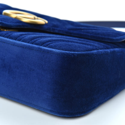 Gucci Velvet Matelasse Small GG Marmont Shoulder Bag Cobalt Blue 11 of 11