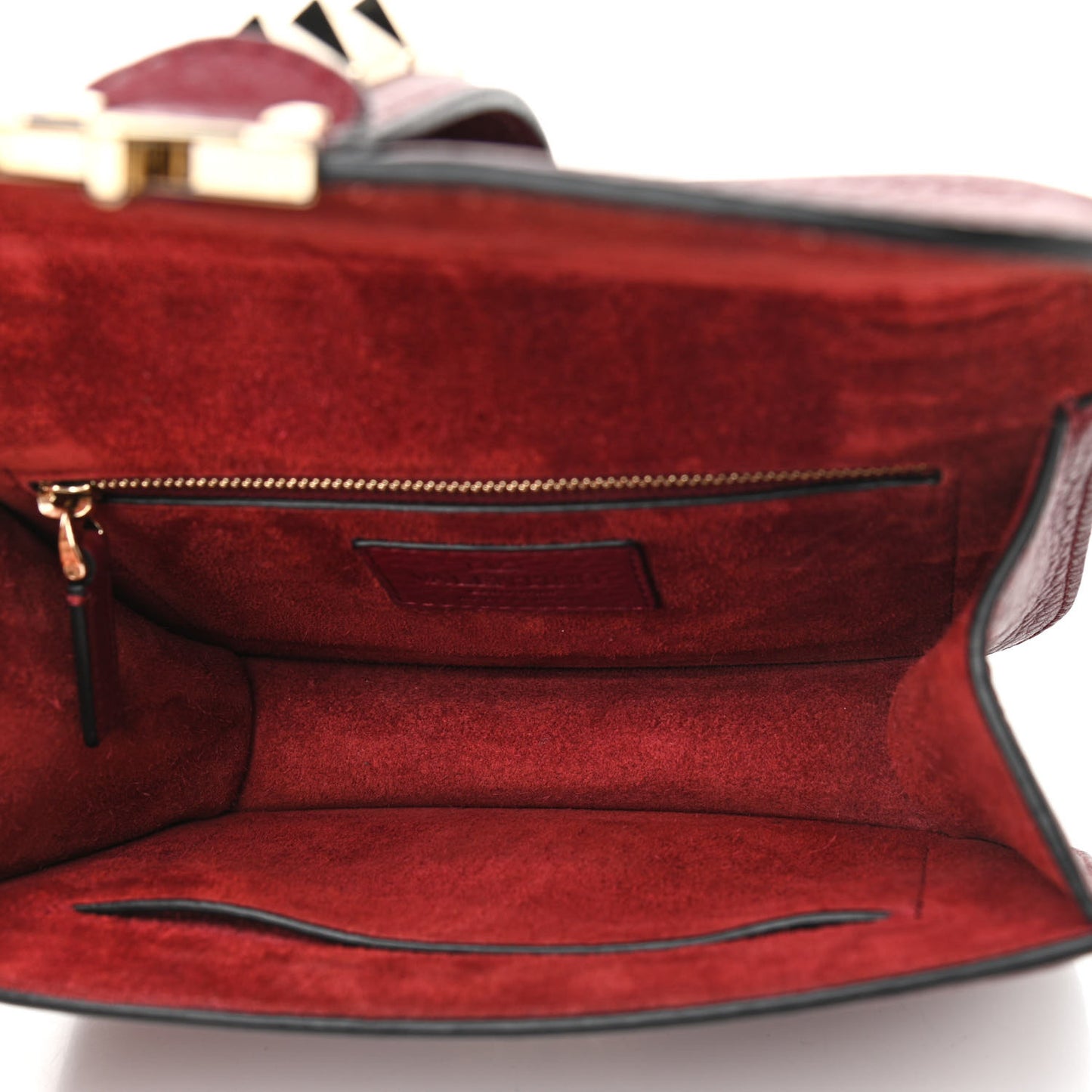 Pebbled Calfskin Small Glam Lock Rockstud Flap Red