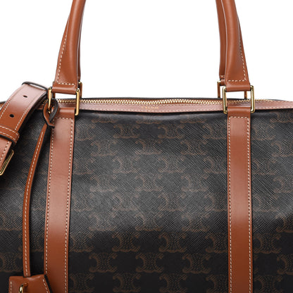 Celine Triomphe Canvas Calfskin Boston Bag Tan 9 of 9