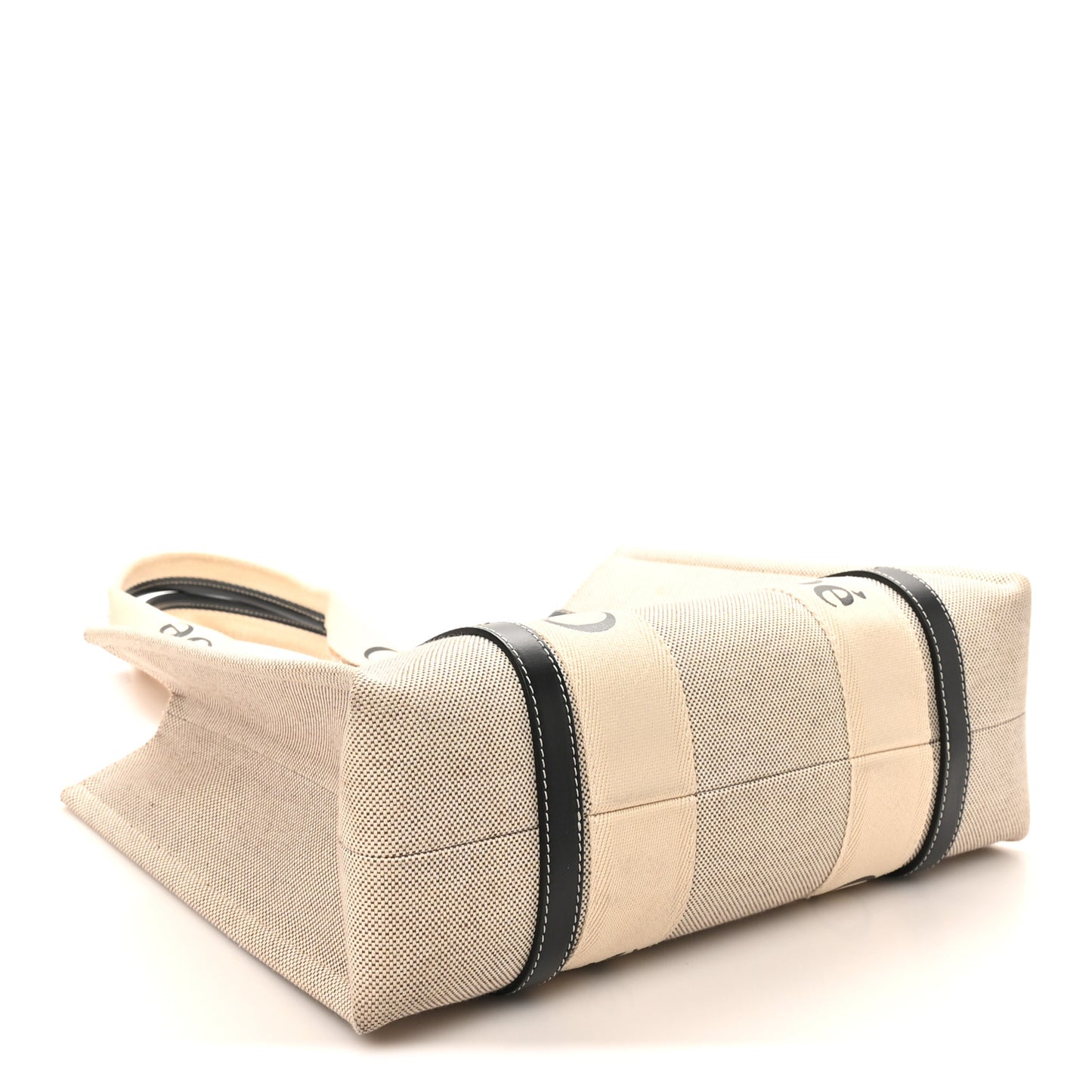 Cotton Calfskin Medium Woody Ribbon Tote White Blue