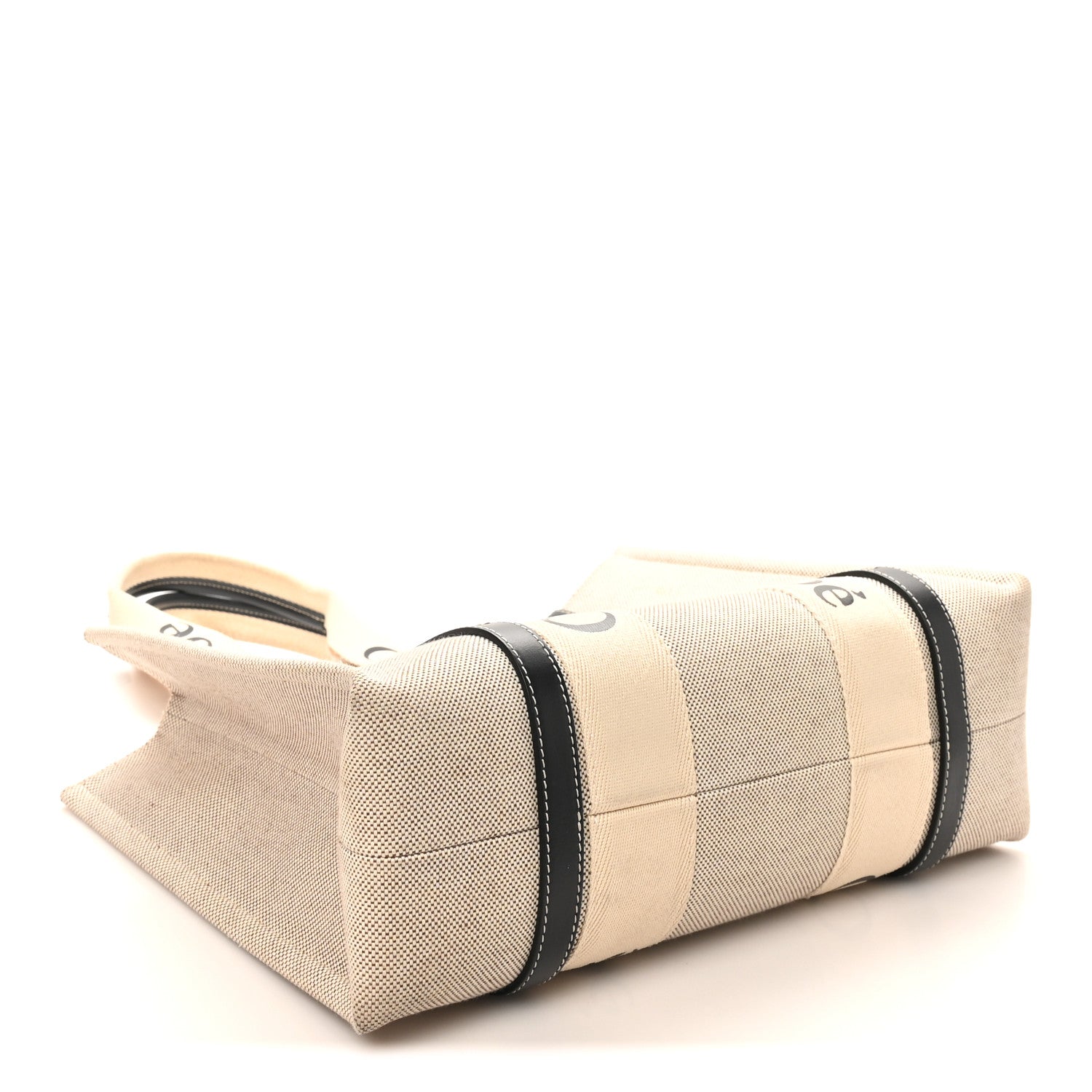 Chloe Cotton Calfskin Medium Woody Ribbon Tote White Blue 4 of 10