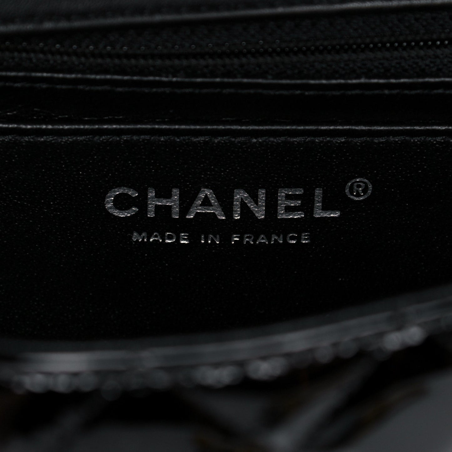 Patent Calfskin Quilted Mini Rectangular Flap Black