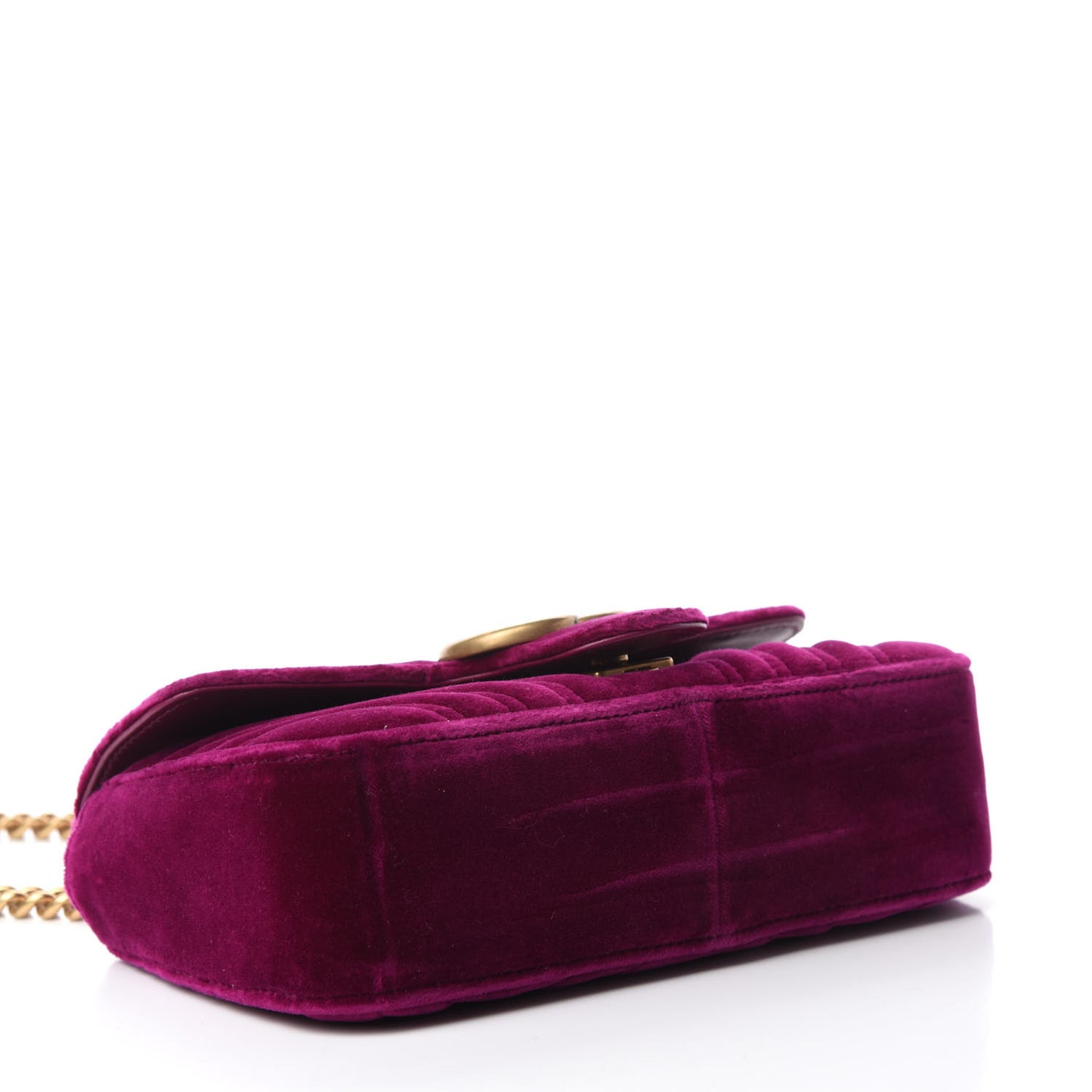 Velvet Matelasse Mini GG Marmont Shoulder Bag Fuchsia Violet Cyclamen