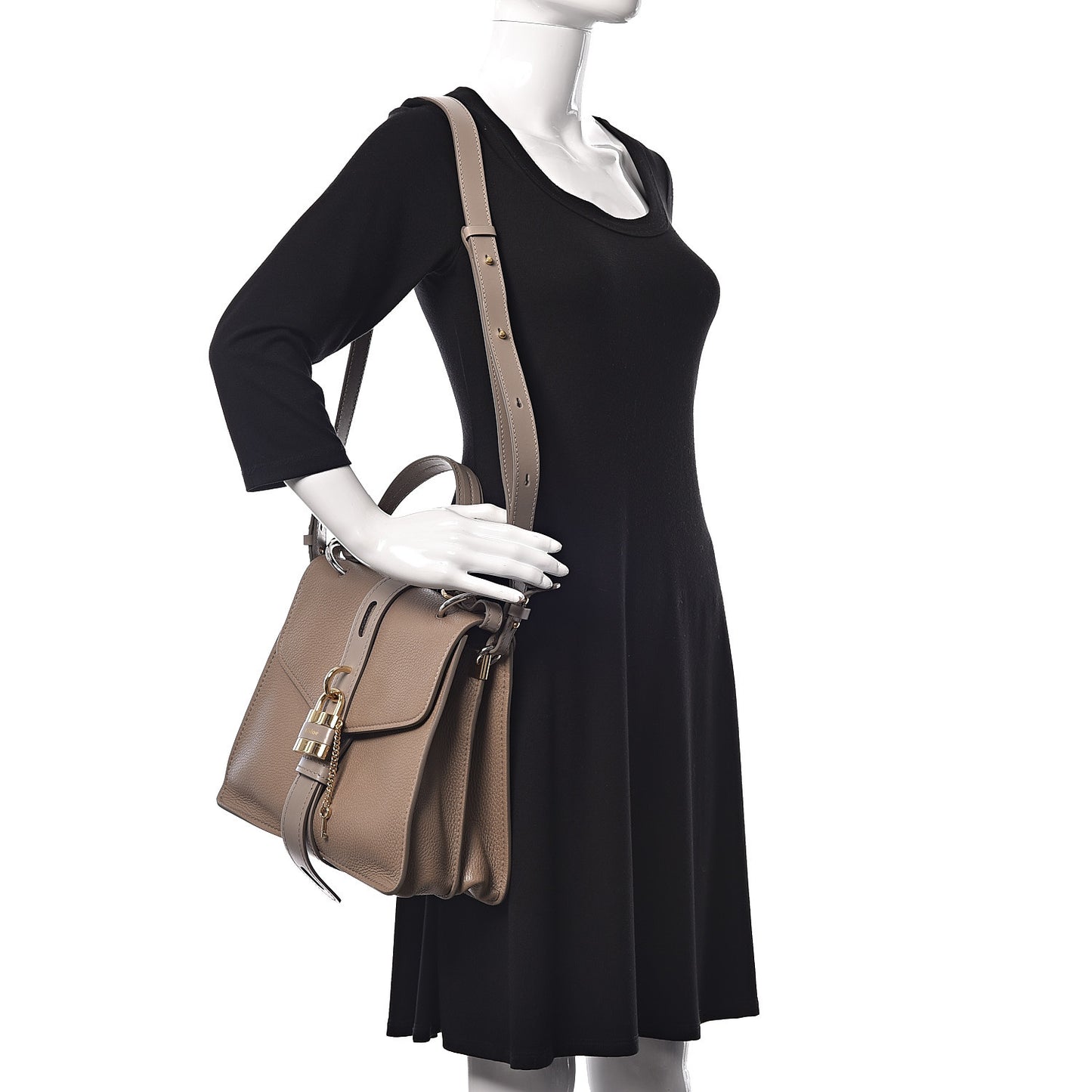 Shiny Grained Calfskin Medium Aby Day Shoulder Bag Motty Grey