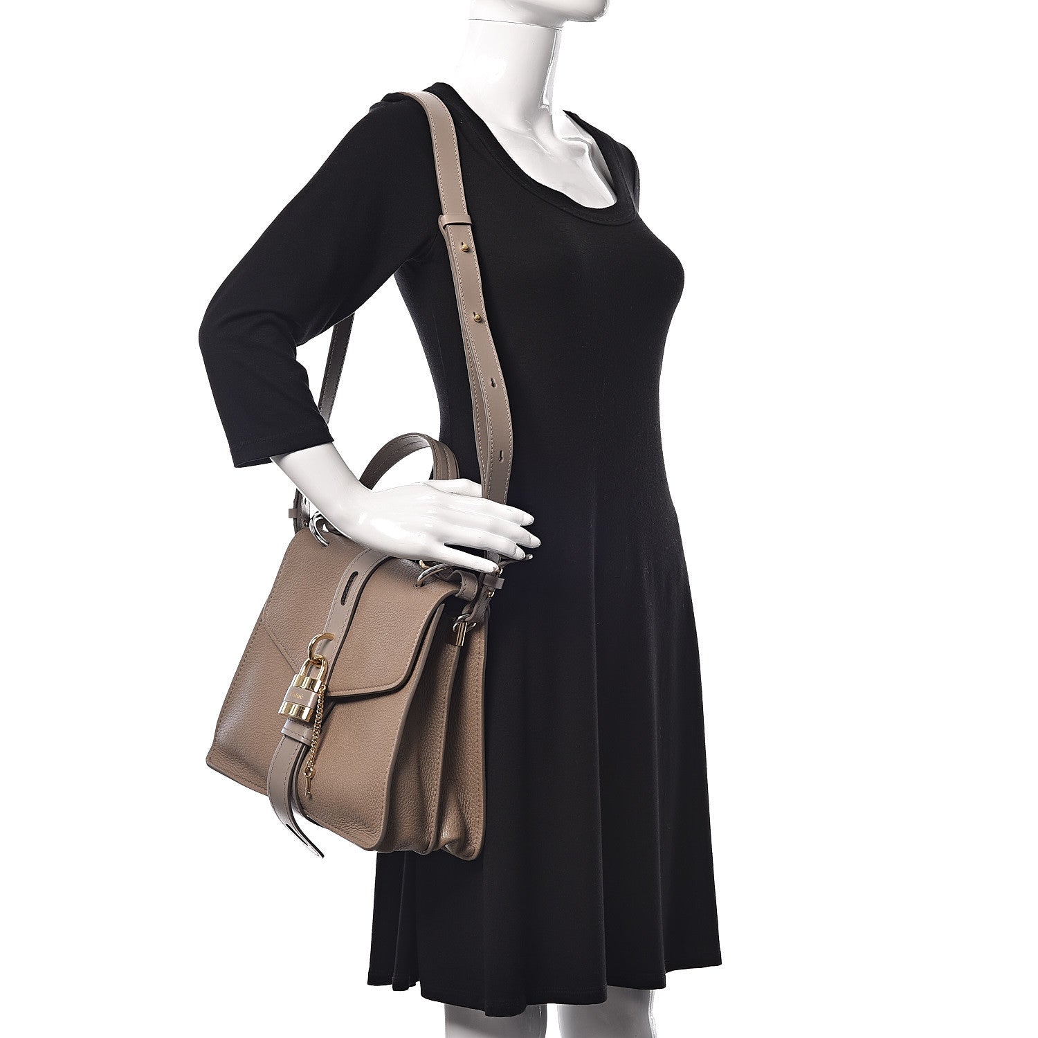 Chloe Shiny Grained Calfskin Medium Aby Day Shoulder Bag Motty Grey 2 of 10
