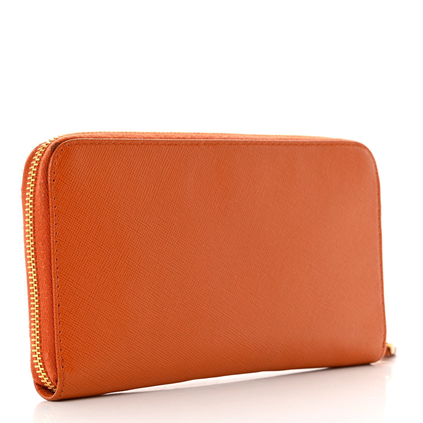 Saffiano Metal Zip Around Wallet Papaya