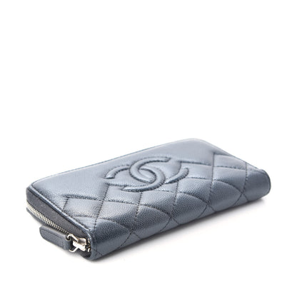 Chanel Metallic Caviar Quilted Medium Maxi CC Zip Around Wallet Black 4 of 9