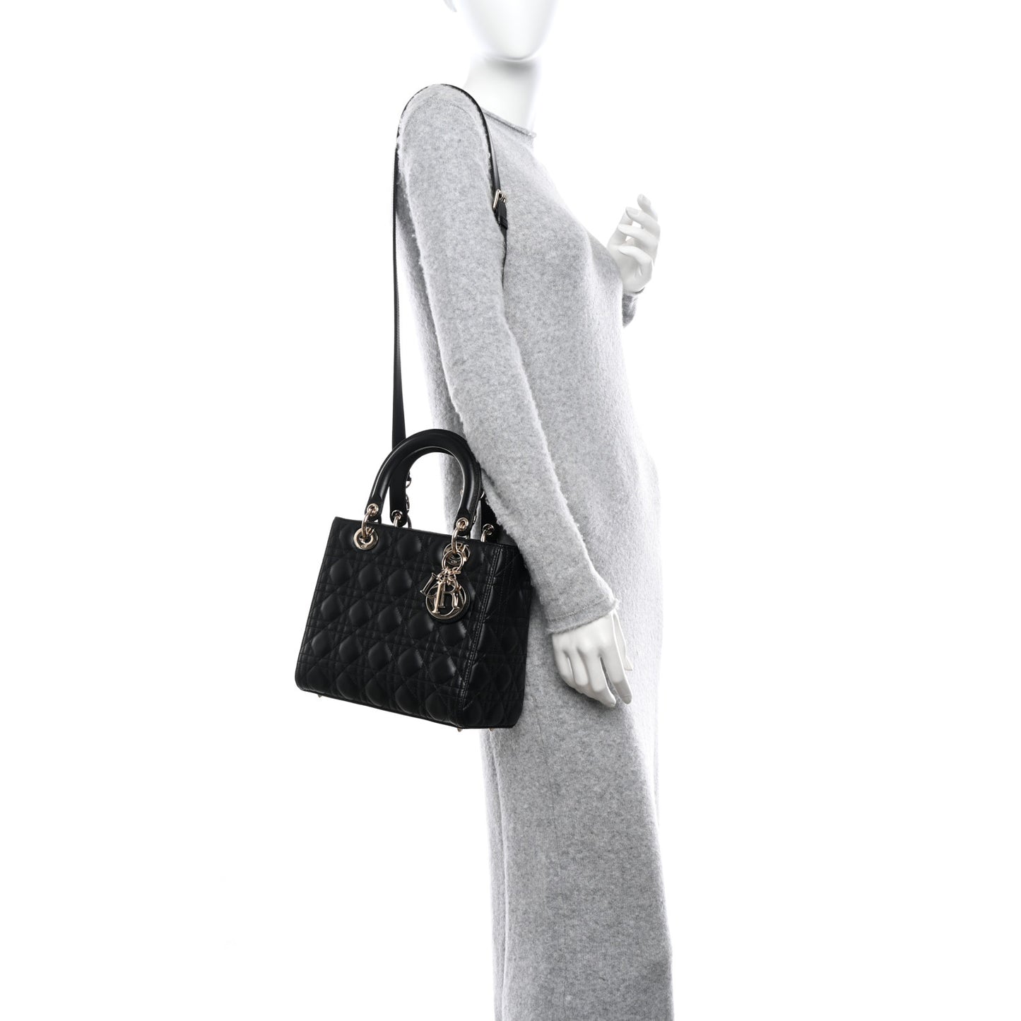 Lambskin Cannage Medium Lady Dior Black