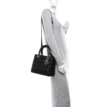 Christian Dior Lambskin Cannage Medium Lady Dior Black 2 of 9