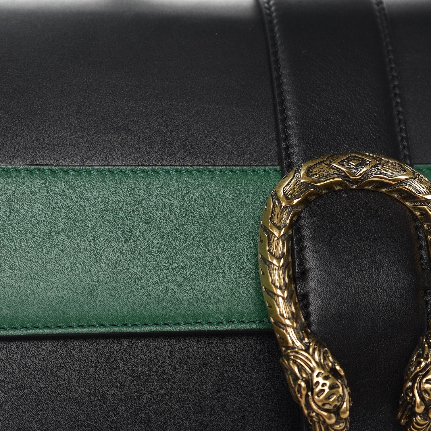 Gucci Calfskin Bamboo Web Large Dionysus Top Handle Bag Black Bright Evergreen Hibiscus Red 12 of 12