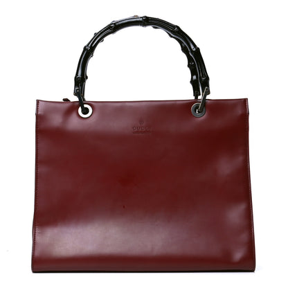 Gucci Calfskin Bamboo Top Handle Tote Red 1 of 6