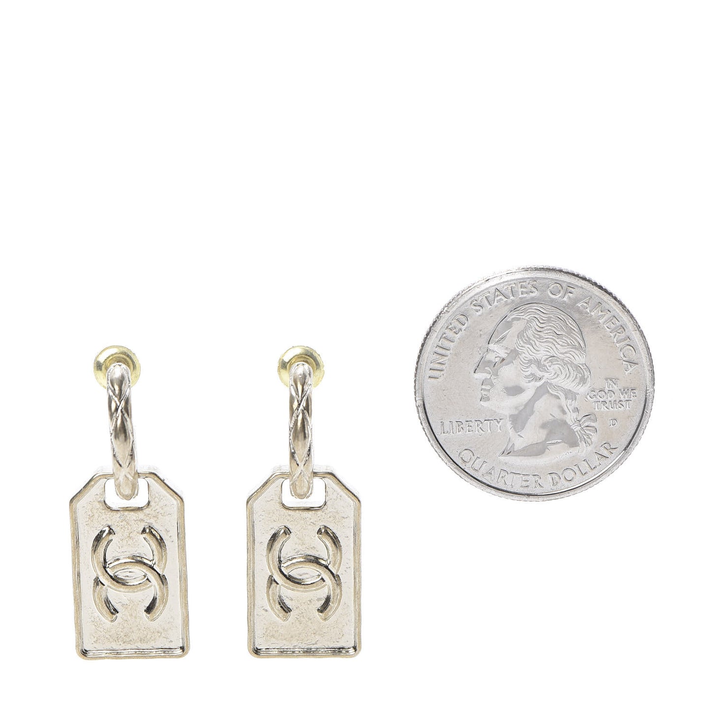 CC Tag Drop Earrings Gold
