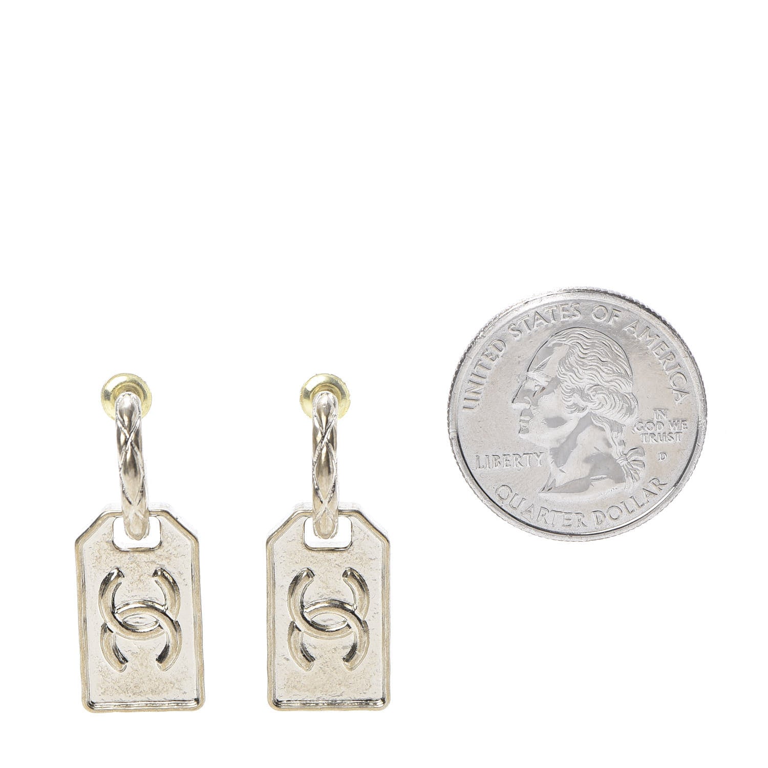 Chanel CC Tag Drop Earrings Gold 2 of 5