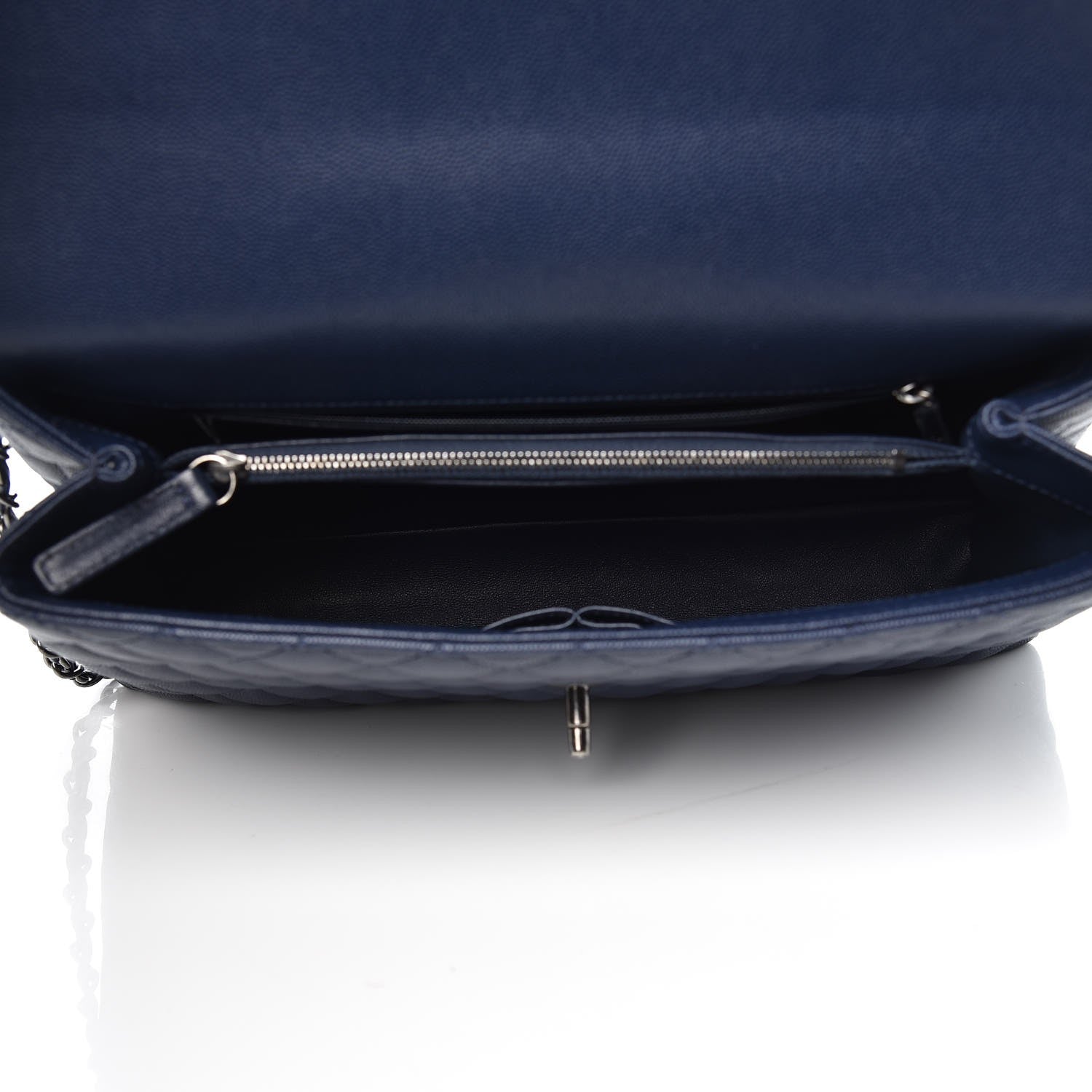 Chanel Caviar Lizard Quilted Medium Coco Handle Flap Navy 5 of 9