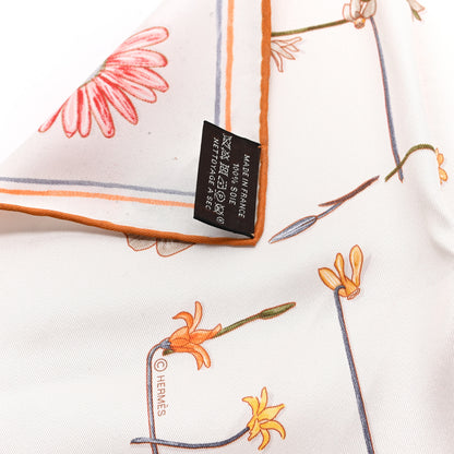 Hermes Silk I Like Flowers Scarf 70 Creme Orange Brun 3 of 3