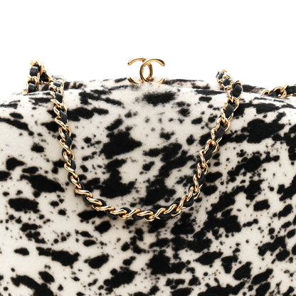 Chanel Lambskin Pony Hair Printed Clutch With Chain Black White 8 of 11