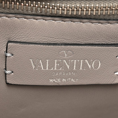 Valentino Garavani Metallic Lurex Knit Large Roman Stud Shoulder Bag Silver 6 of 9
