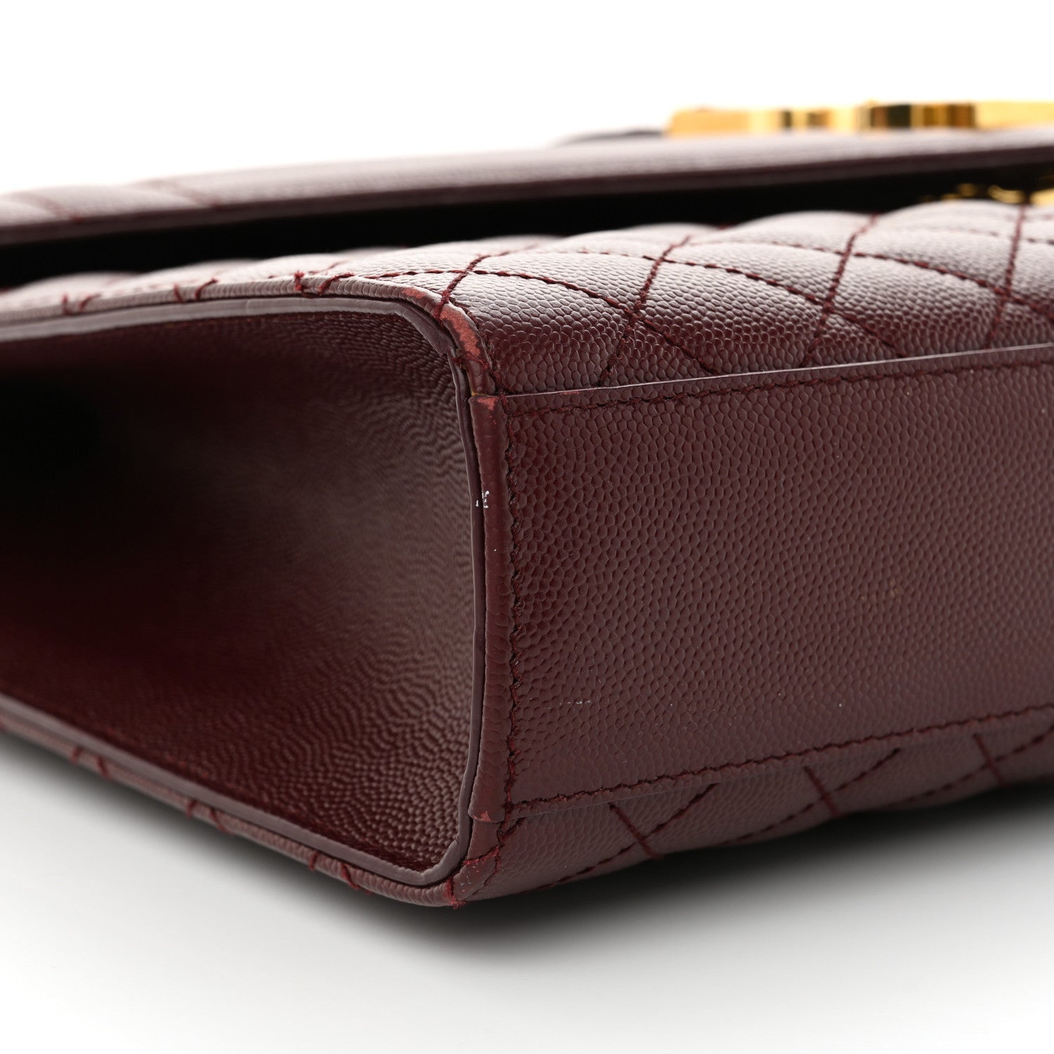 Saint Laurent Grain De Poudre Mixed Matelasse Large Triquilt Monogram Satchel Rouge Legion 9 of 16