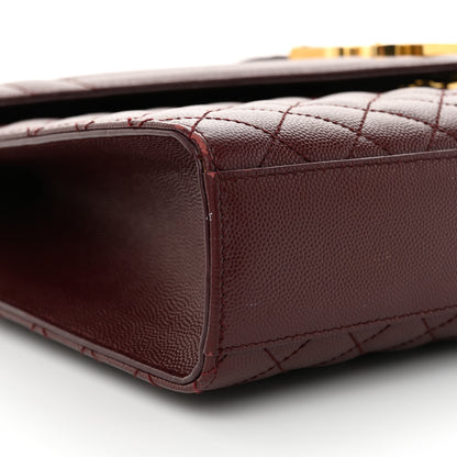 Saint Laurent Grain De Poudre Mixed Matelasse Large Triquilt Monogram Satchel Rouge Legion 9 of 16