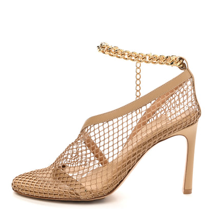 Bottega Veneta Mesh Nappa Chunky Chain Sandals 37 Beige Pony 1 of 8
