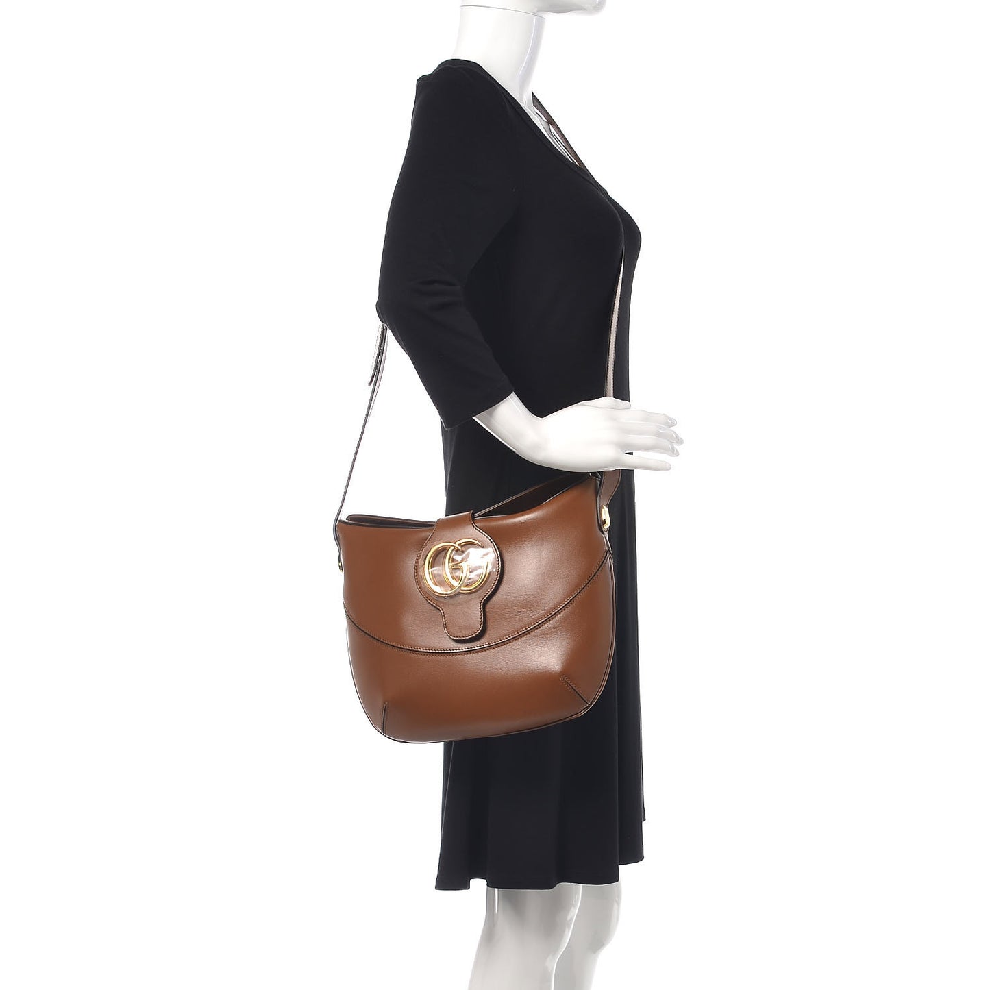 Boarded Plutone Calfskin Medium Arli Shoulder Bag Nocciola